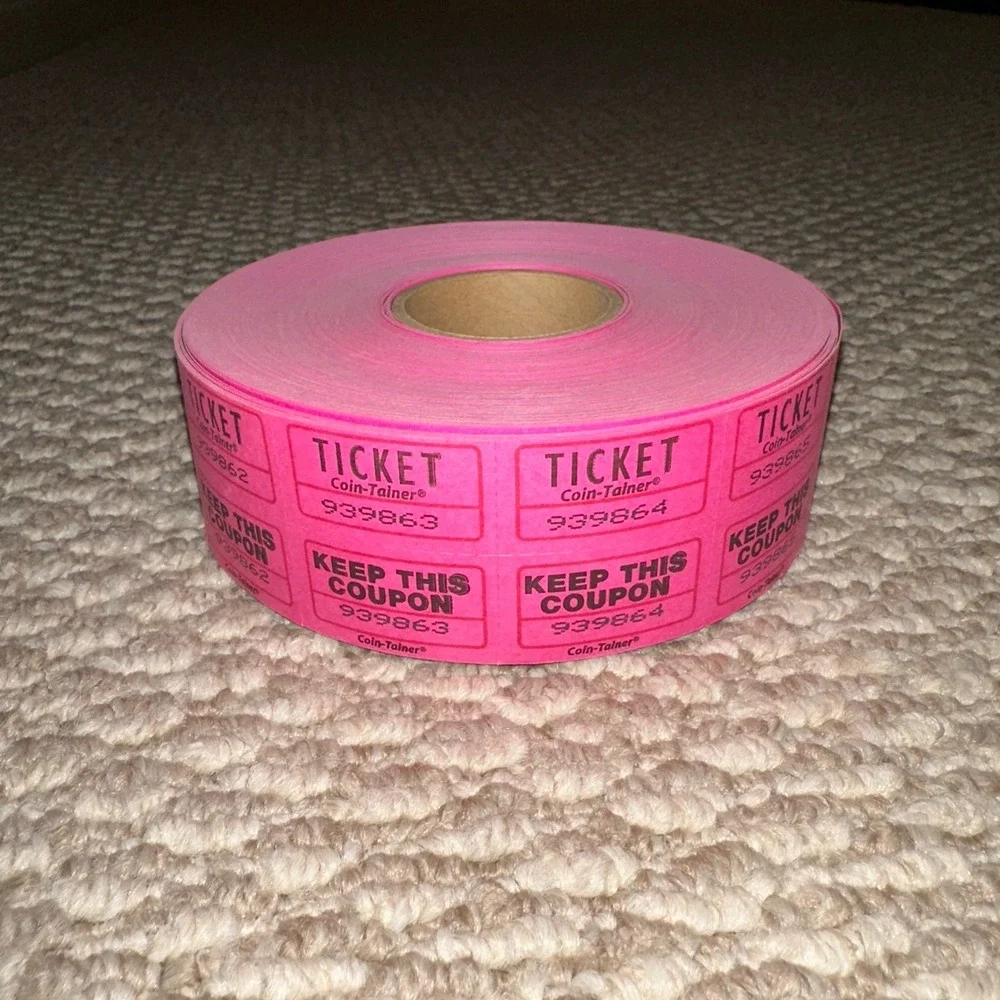 Red Raffle Tickets Double Stub Bulk Roll for Events Prizes Fundraisers Sale
